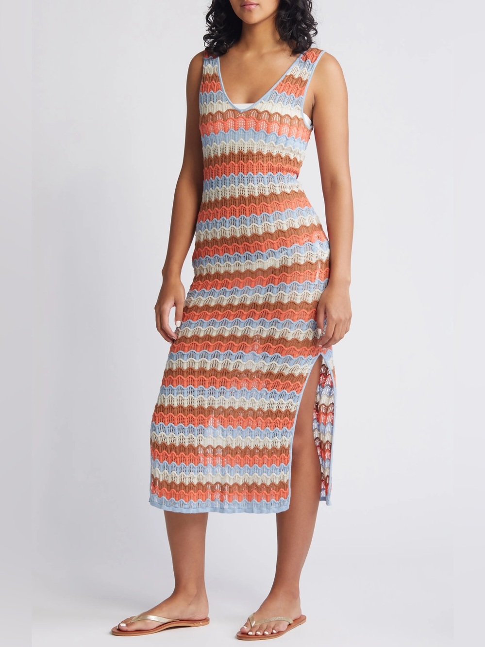 Rip Curl Santorini Sun Pointelle Stitch Sweater Midi Dress
